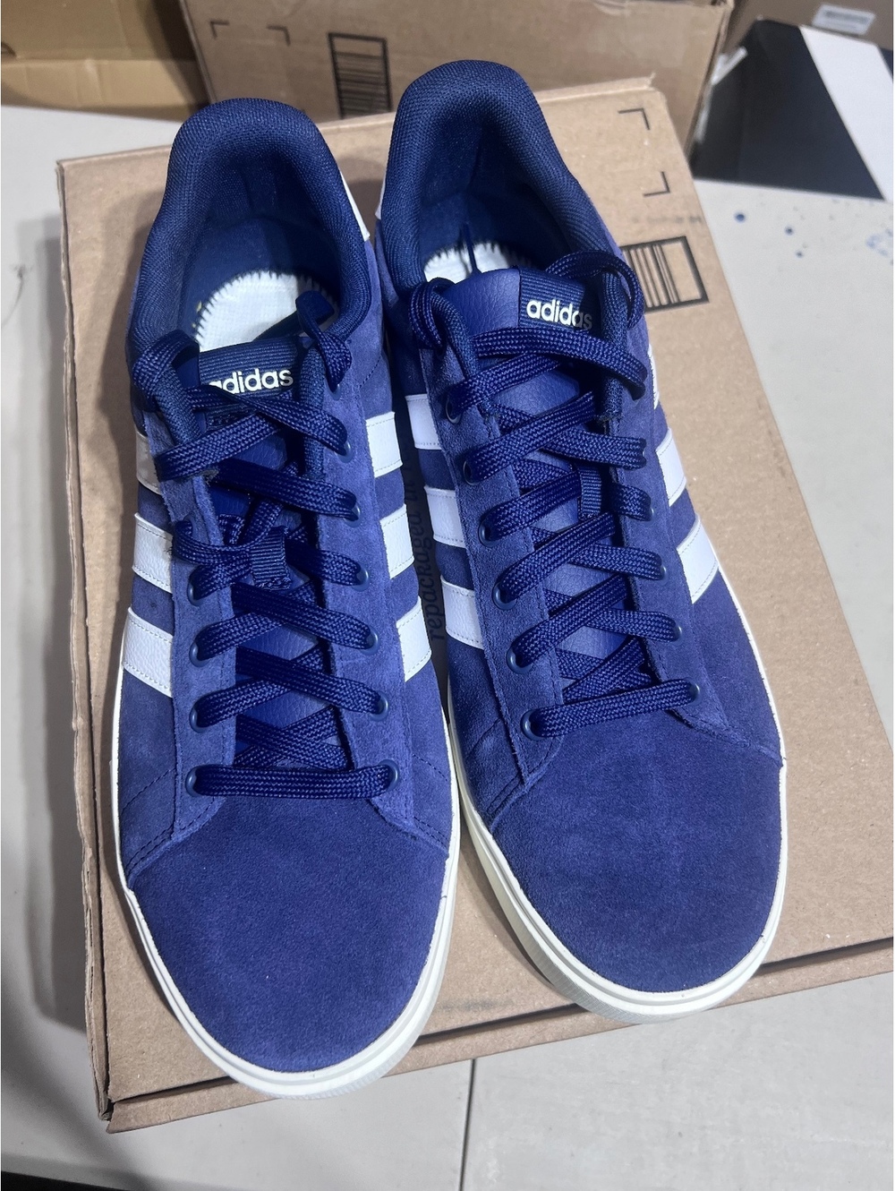Adidas Navy Blue Suede Sneakers with White Stripes - Men's Size 11.5